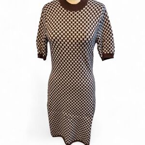 Abercrombie & Fitch Brown and White Patterned Mini Dress